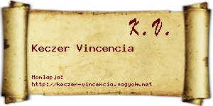 Keczer Vincencia névjegykártya